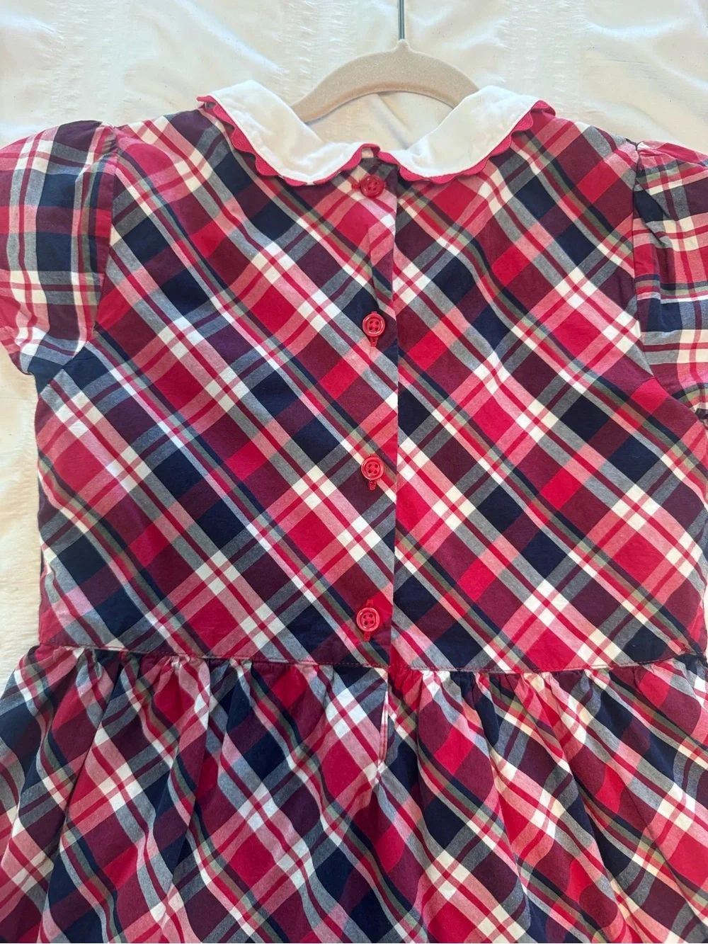 Gymboree Red, Navy and White Plaid Dress with Peter Pan Collar Size 8